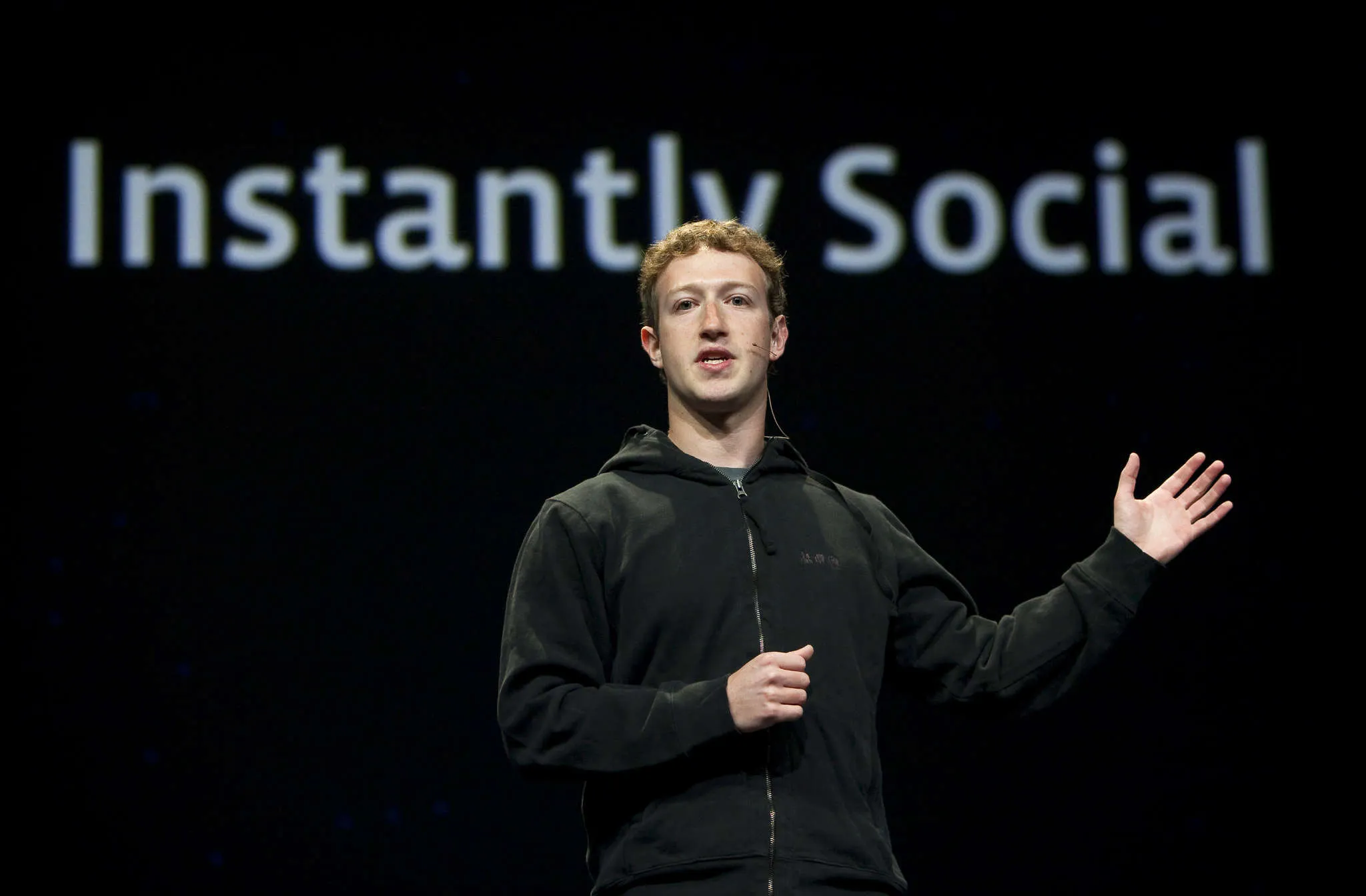 Mark Zuckerberg, chief executive officer and founder of Facebook, gives a keynote address at their F8 annual developer conference in San Francisco on April 21, 2010.
