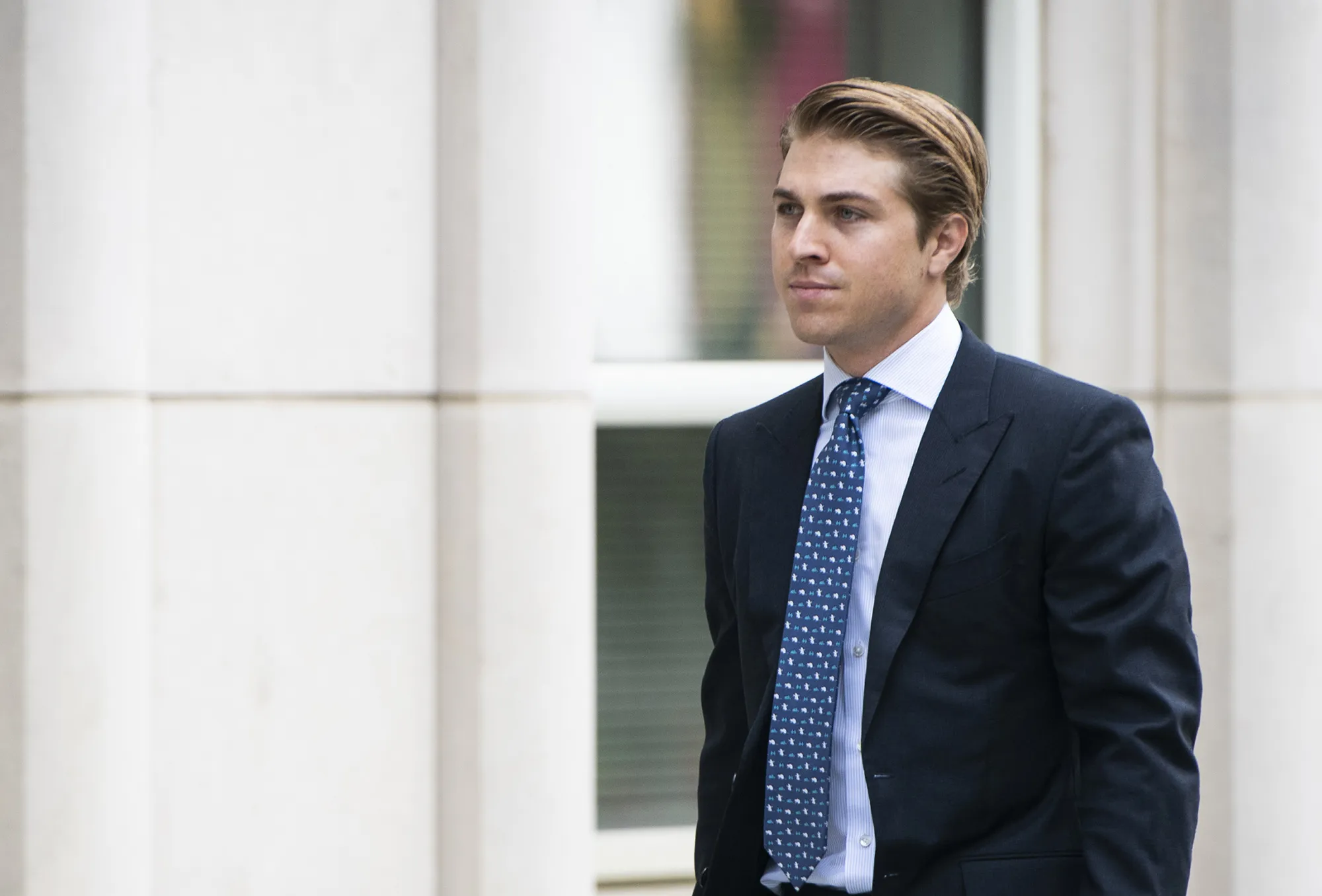 Matthew Grimes arrives at criminal court in New York, on July 26.