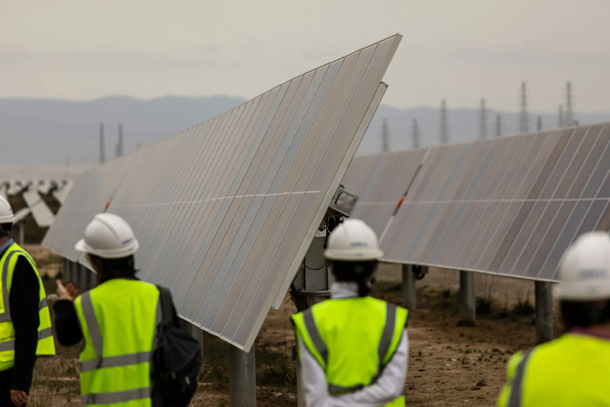 Photovoltaic panels at a solar farm, Qinghai province, China.