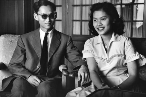 King Bhumibol Adulyadej and his fiance Sirikit Kitiyakara in 1950.