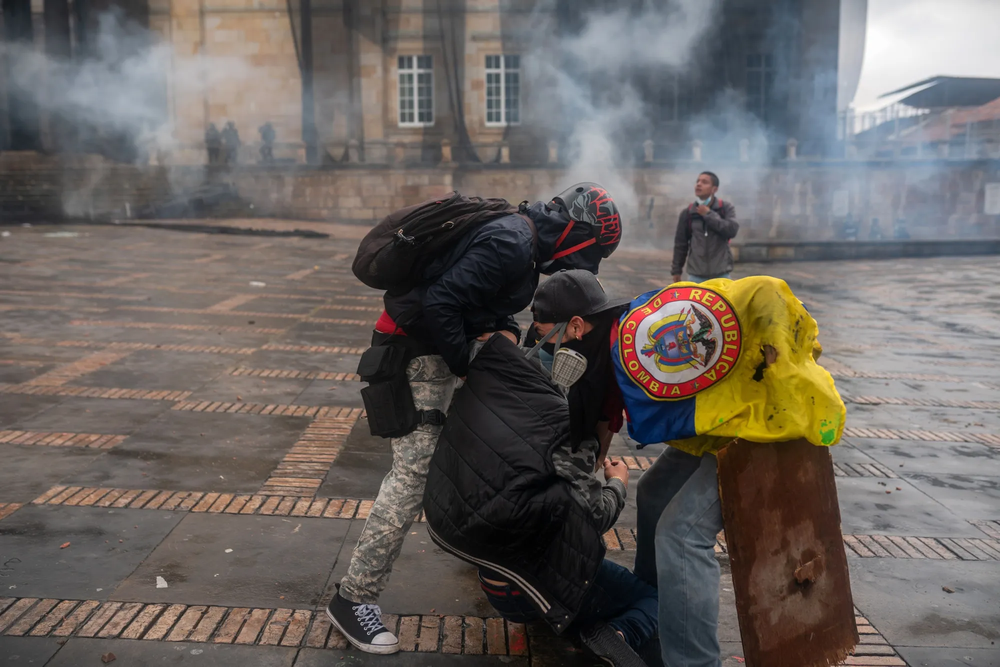 Demonstrators during a protest in Bogota, Colombia, on May 5.