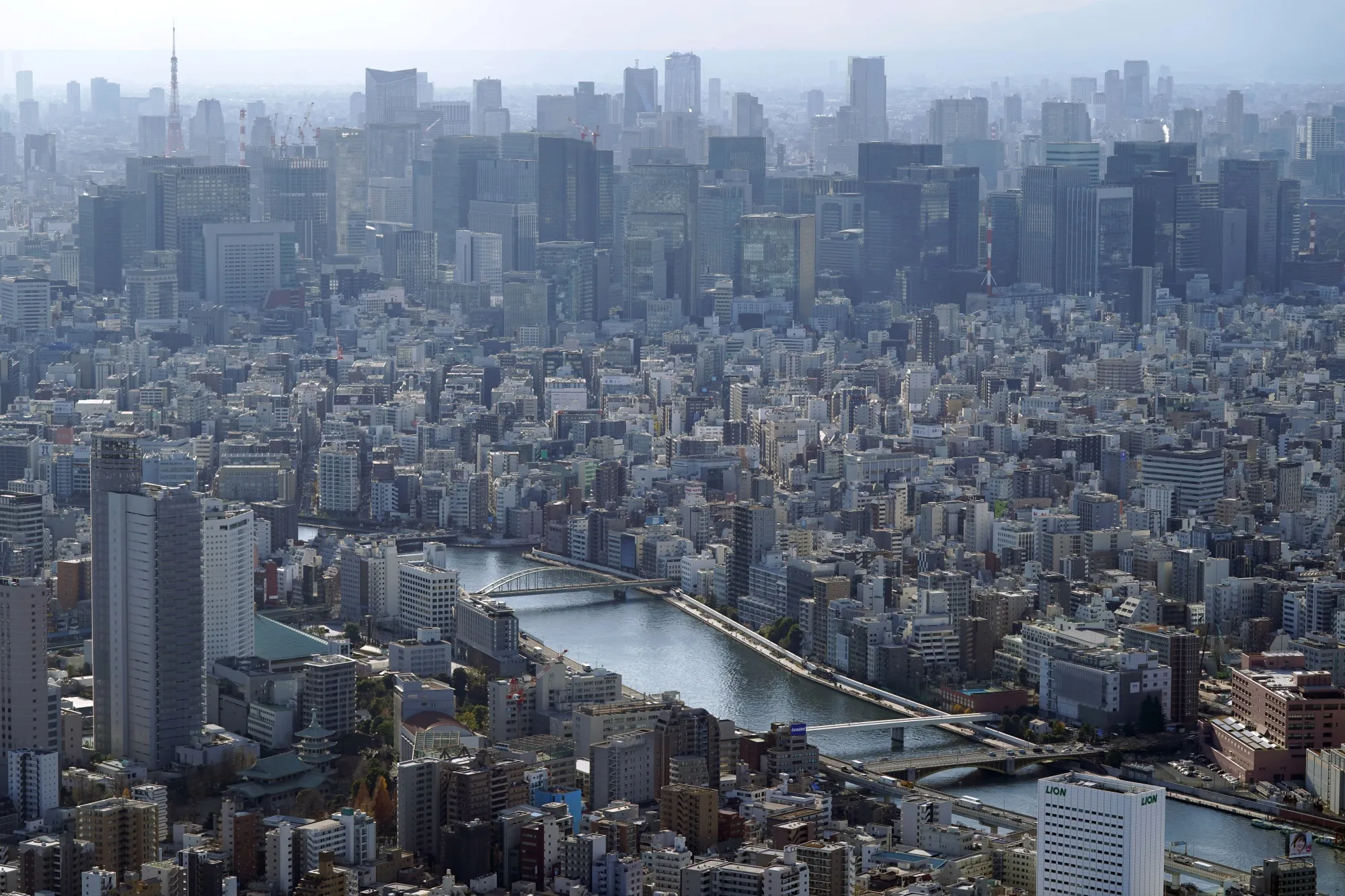 The Sumida River flows through Tokyo, Japan.