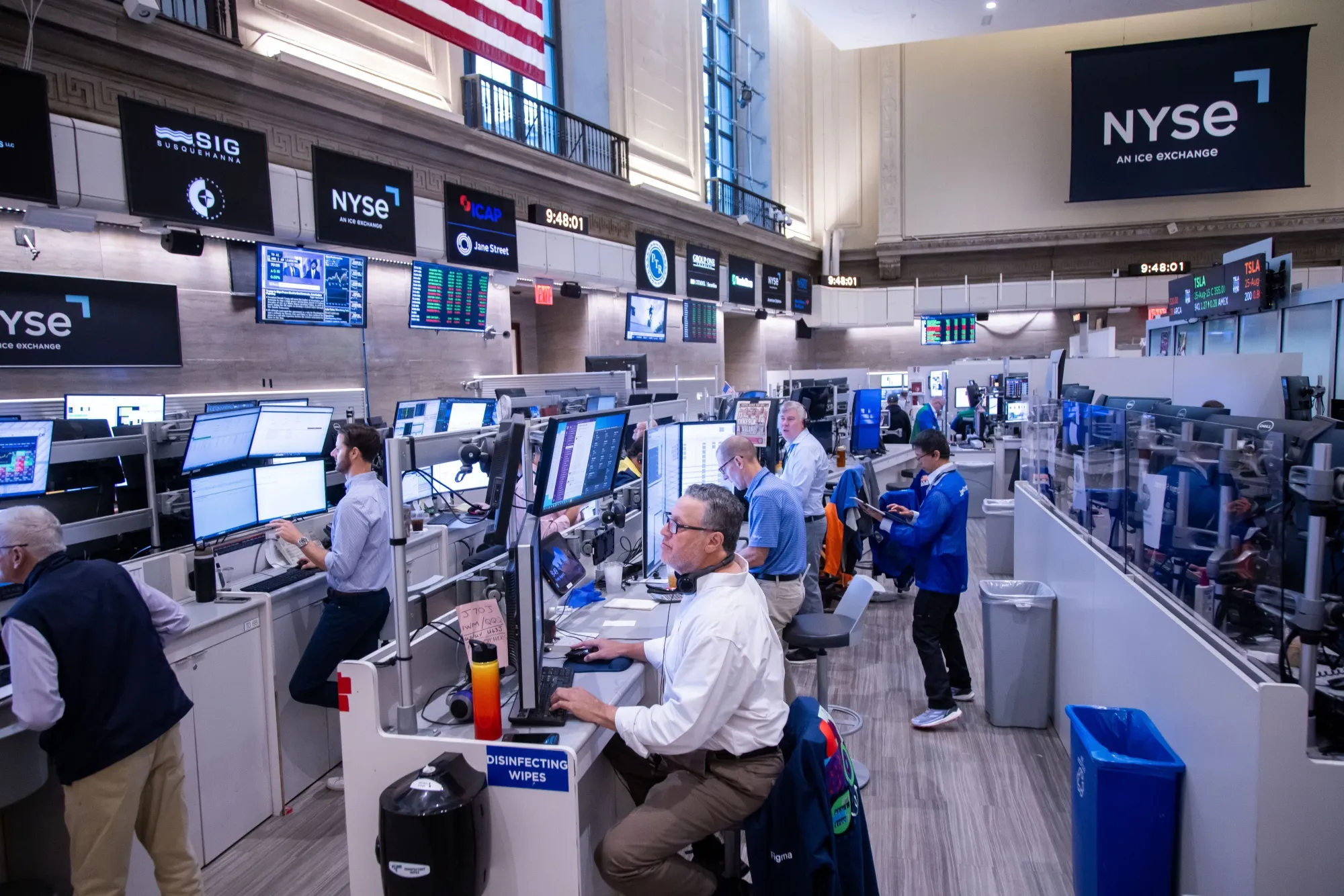 Traders work on the floor of the&nbsp;New York Stock Exchange.