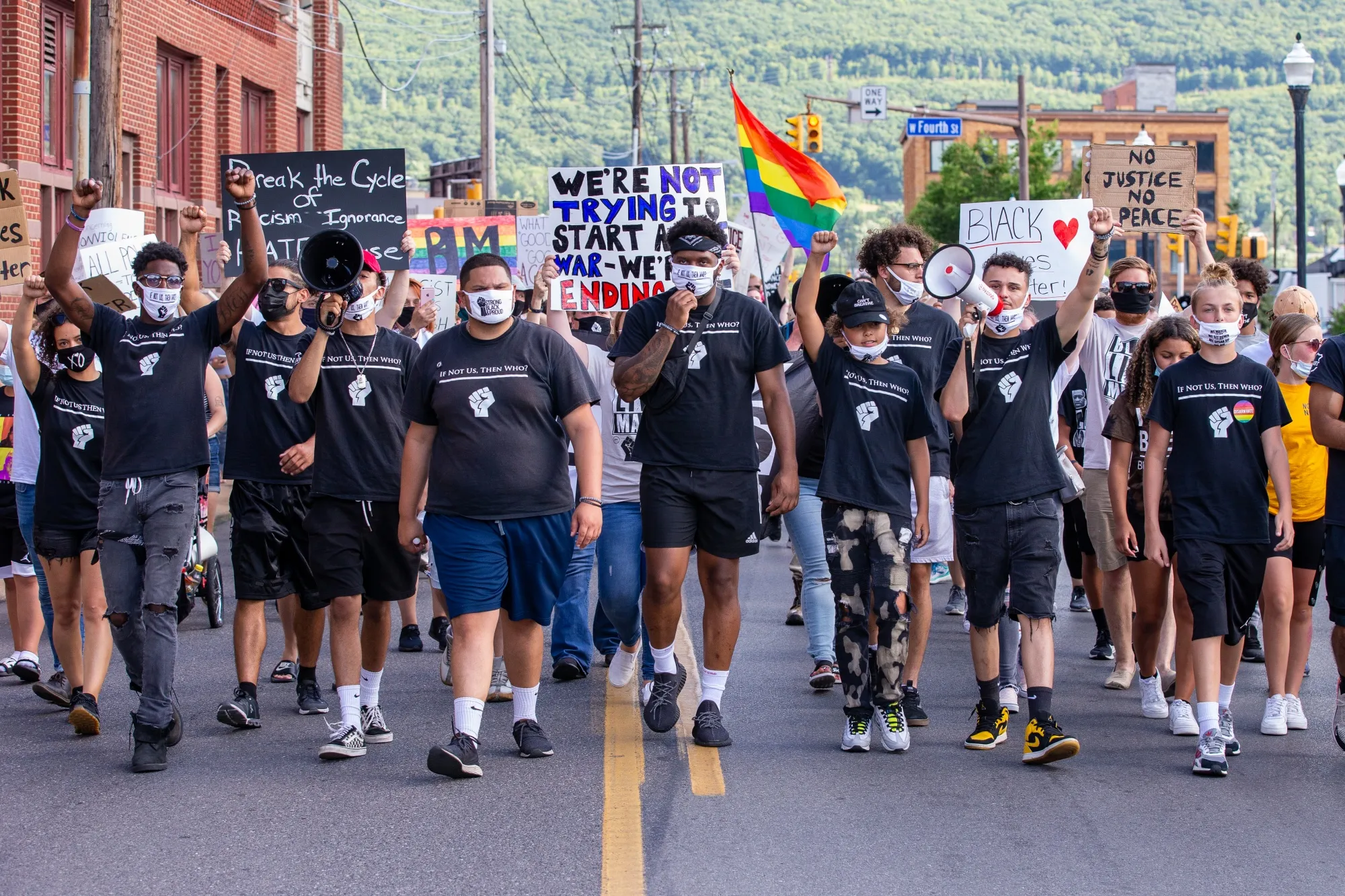 Members of "If Not Us, Then Who?" lead Black Lives Matter marching&nbsp;through Williamsport.