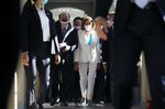 US House Speaker Nancy Pelosi, center, arrives at the Legislative Yuan in Taipei, Taiwan, on Wednesday, Aug. 3, 2022.