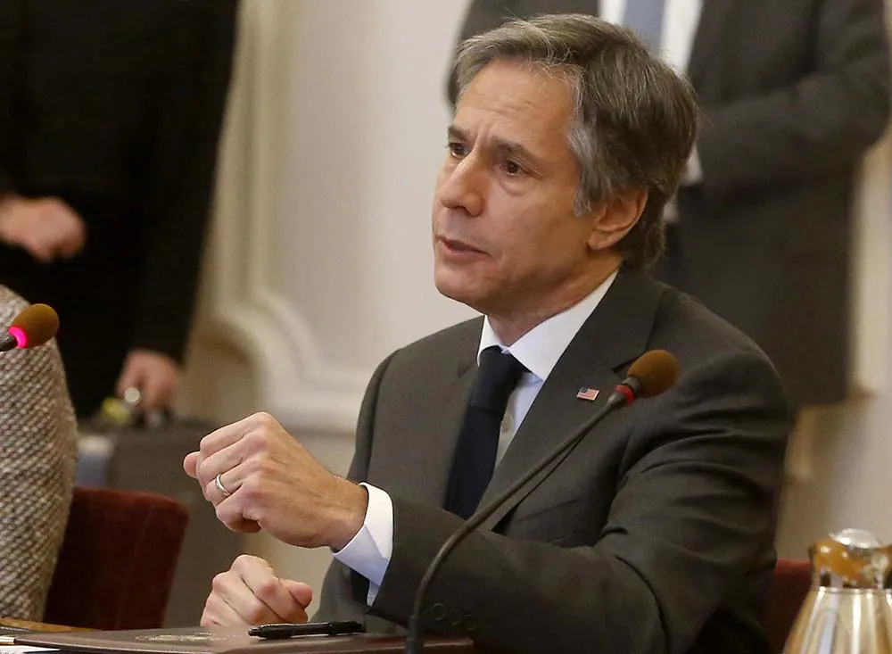 U.S. Secretary of State Antony Blinken in Kyiv, Ukraine, on May 6.