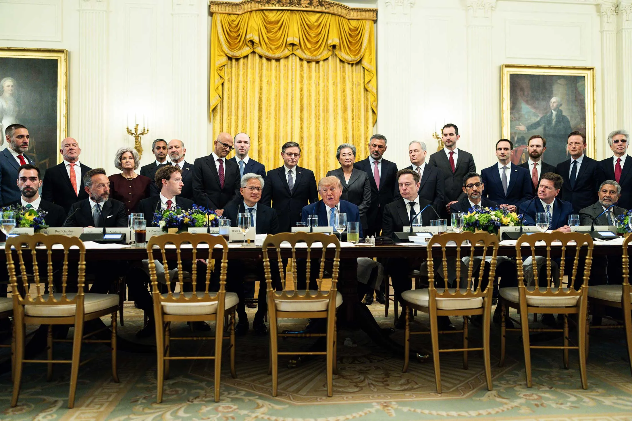 Tech executives, including Pichai, meet at the White House on Sept. 29.