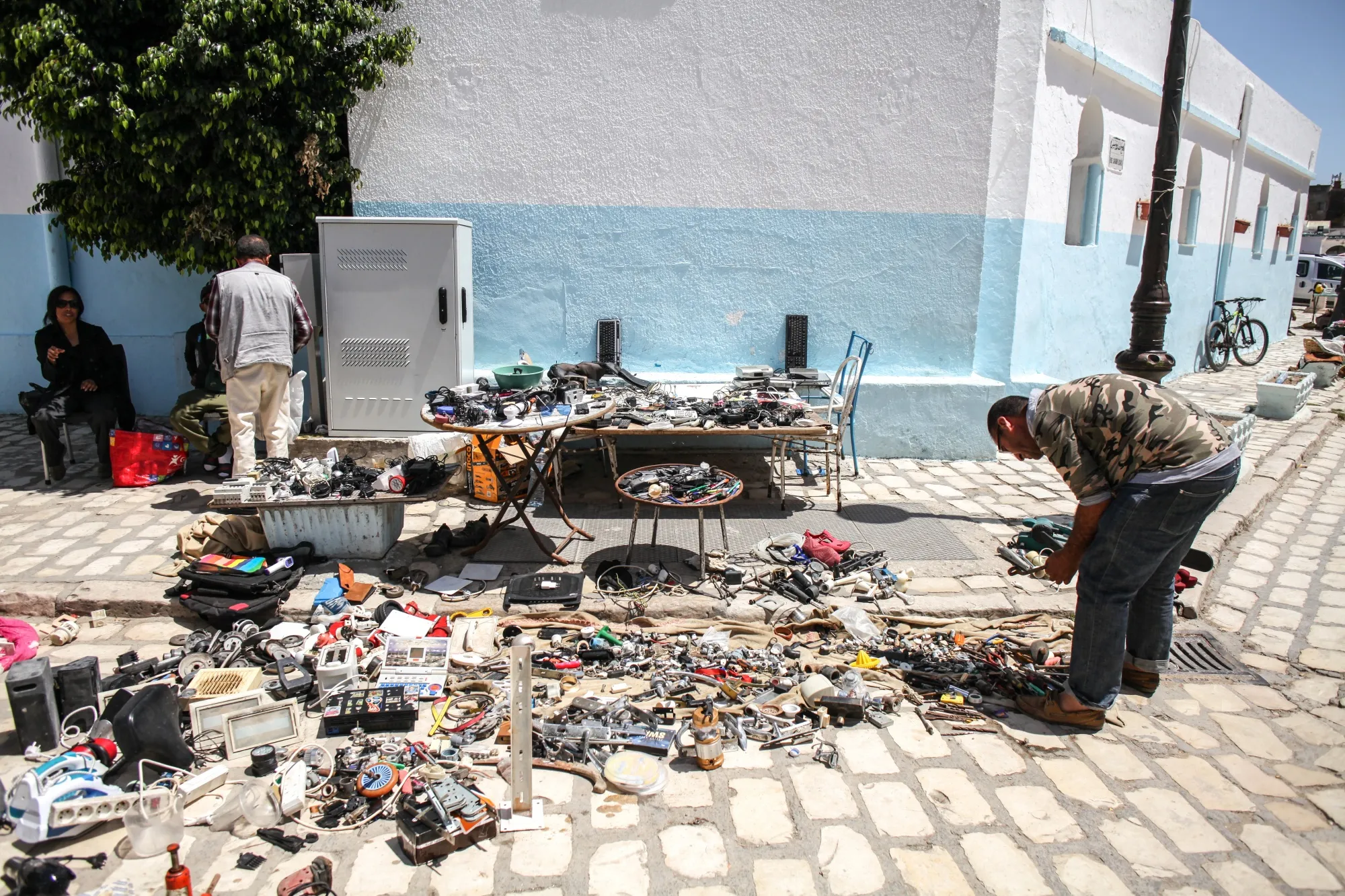 A secondhand market stall in the Ariana district in Tunis, Tunisia.