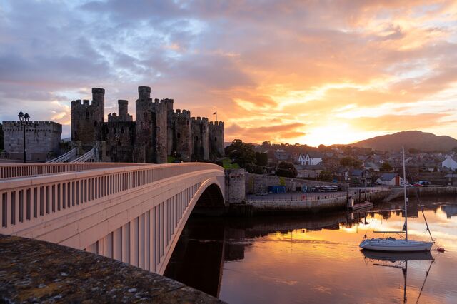Conwy Castle, in Caernarfonshire, Wales.