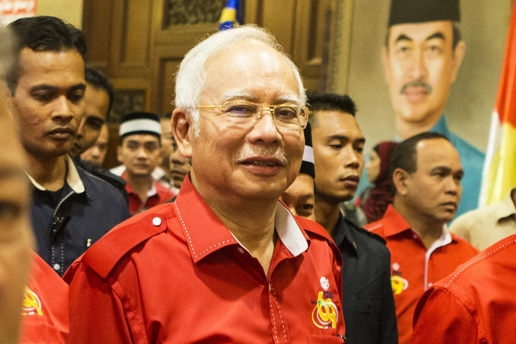 Najib Razak, Malaysia's prime minister, arrives for the United Malays National Organisation General Assembly (UMNO) General Assembly at the Putra World Trade Center (PWTC) in Kuala Lumpur, Malaysia, on Tuesday, Dec. 8, 2015.
