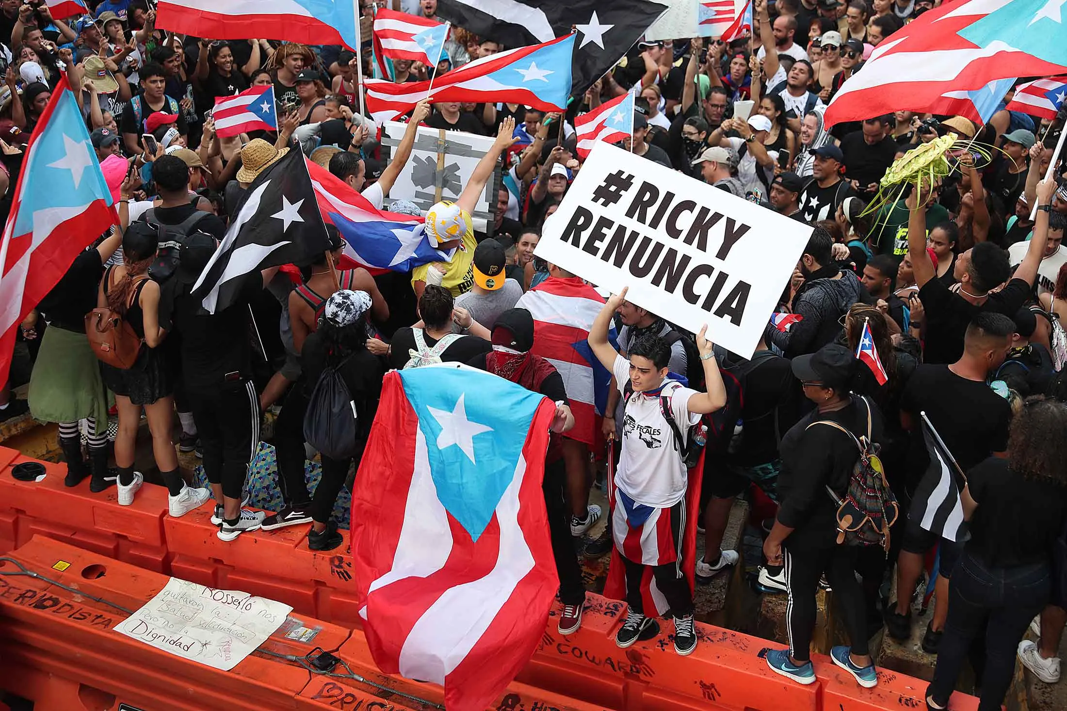 Protesters adopted “Ricky Renuncia”—a call for the governor to resign—as a rallying cry.
