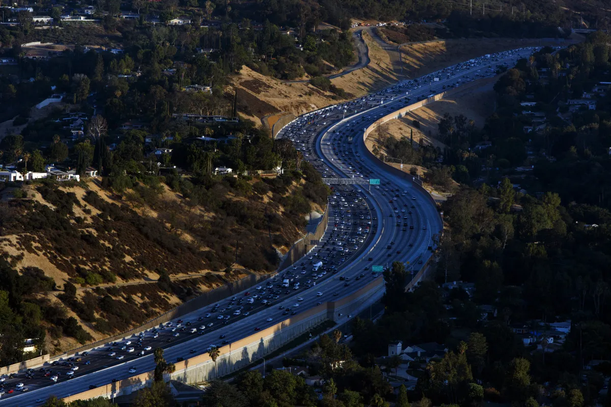 Aerial Views Of Rush Hour Traffic