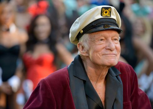 Hugh Hefner poses at Playboy's 60th Anniversary special event on Jan. 16, 2014 in Los Angeles.