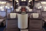 A Hepa filter air conditioner unit between empty business class seats on a grounded Airbus SE A340 passenger aircraft, operated by Deutsche Lufthansa AG, in Frankfurt, Germany, on July 30, 2020. 