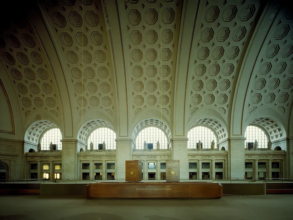 Union Station's Great Hall in Washington, D.C. before undergoing restoration work in 1980.