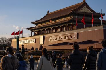 Tiananmen Square and the Great Hall of the People in Beijing Ahead of NPC