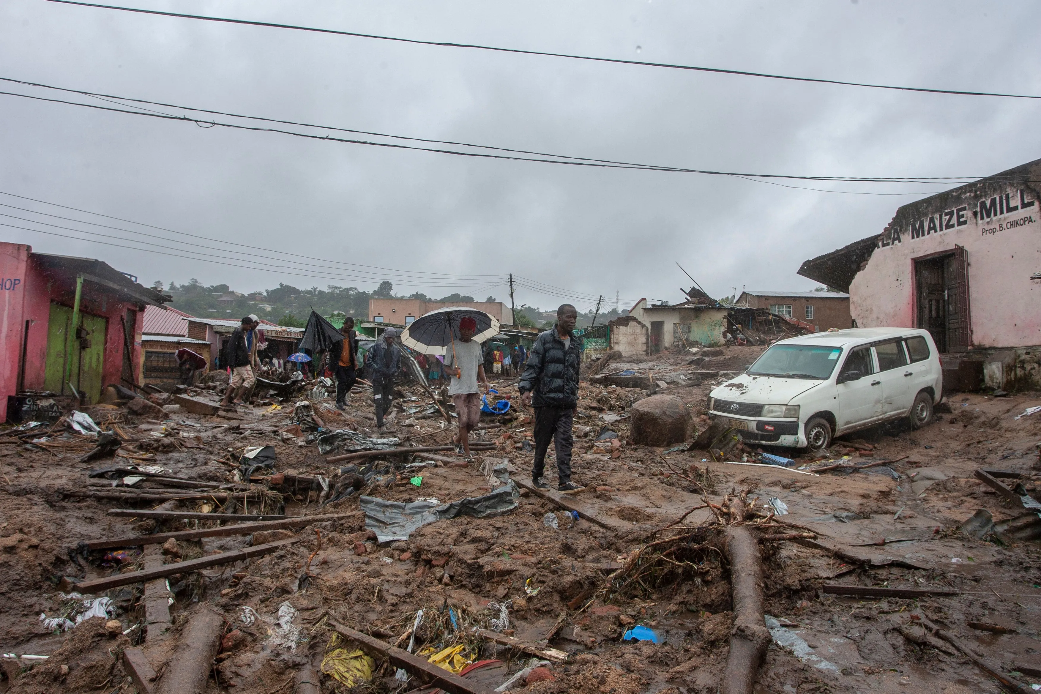 Storm damage from Cyclone Fredy in Chimwankhunda, Malawi, last year.