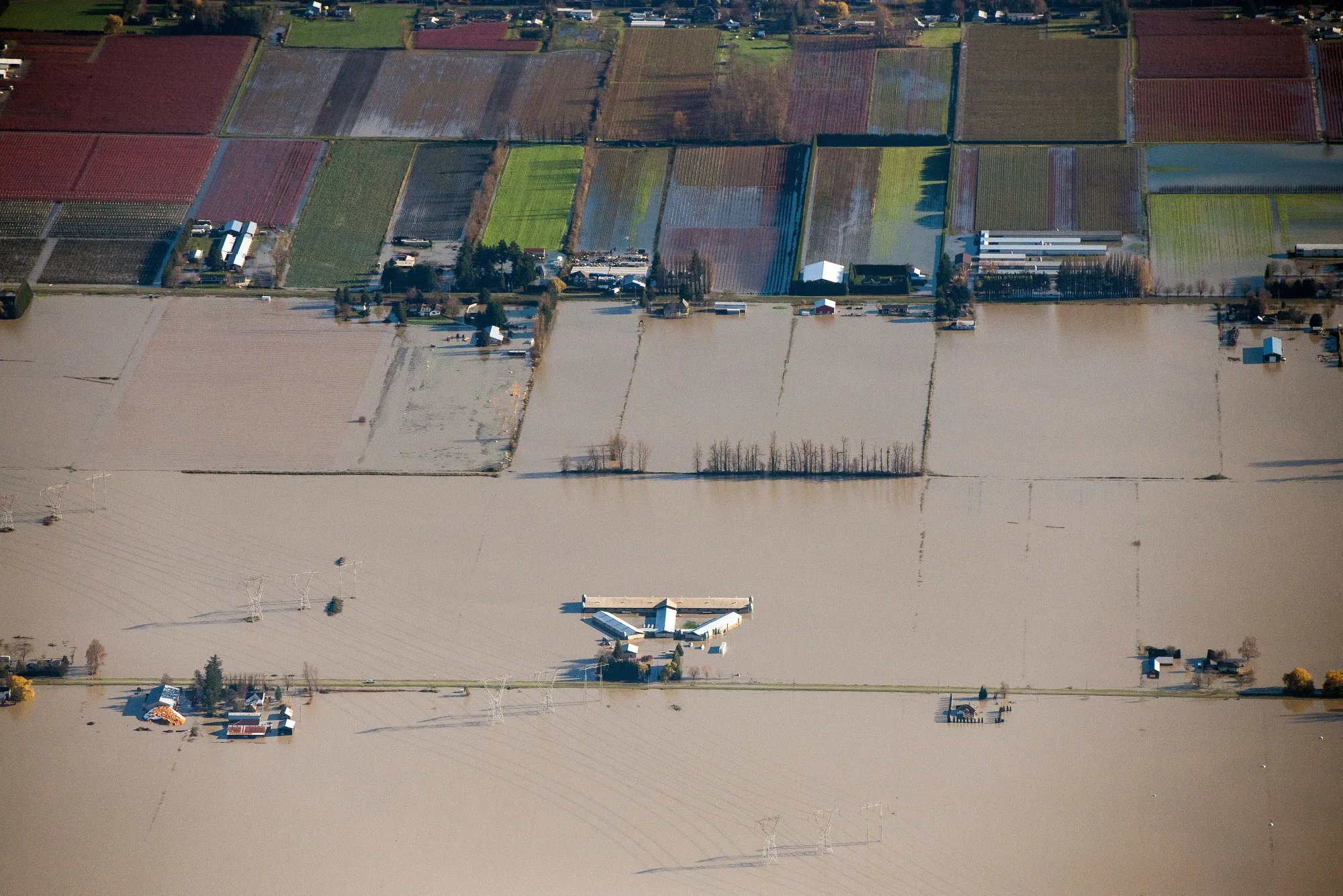 Flooded farmland in the Sumas Prairie near Abbotsford, British Columbia, Canada, in November 2021.&nbsp;