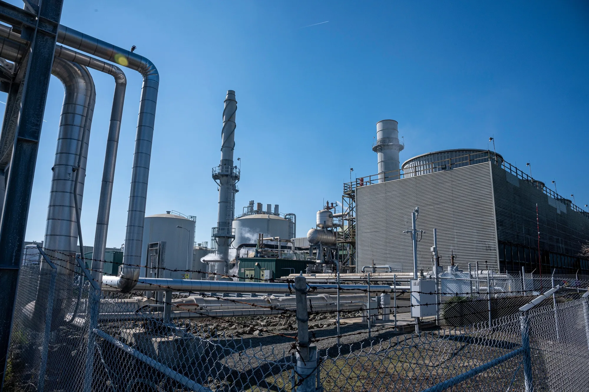 The Calpine Los Medanos Energy Center natural gas-fired power plant in Pittsburg, California.