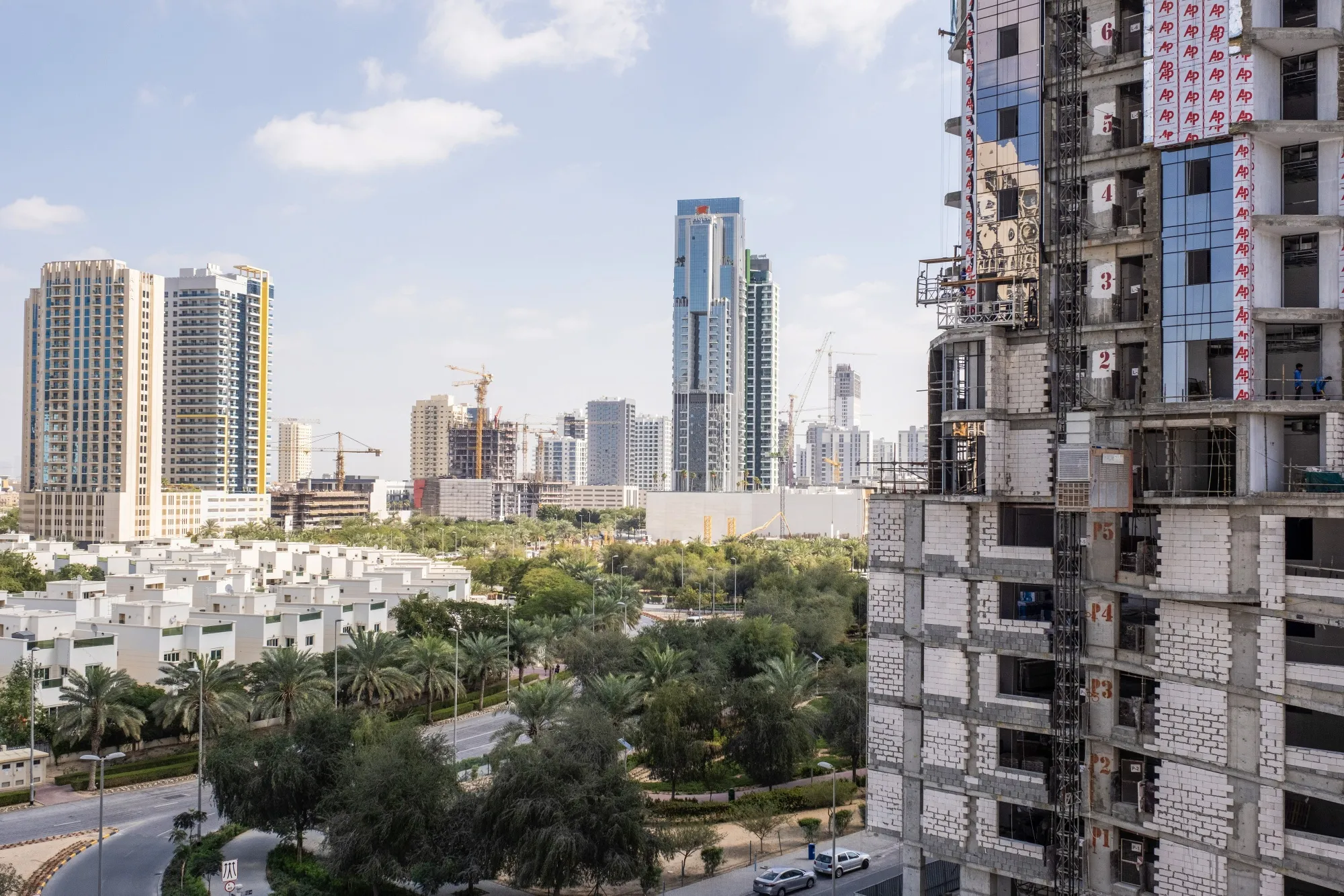 Residential development construction sites in Dubai.