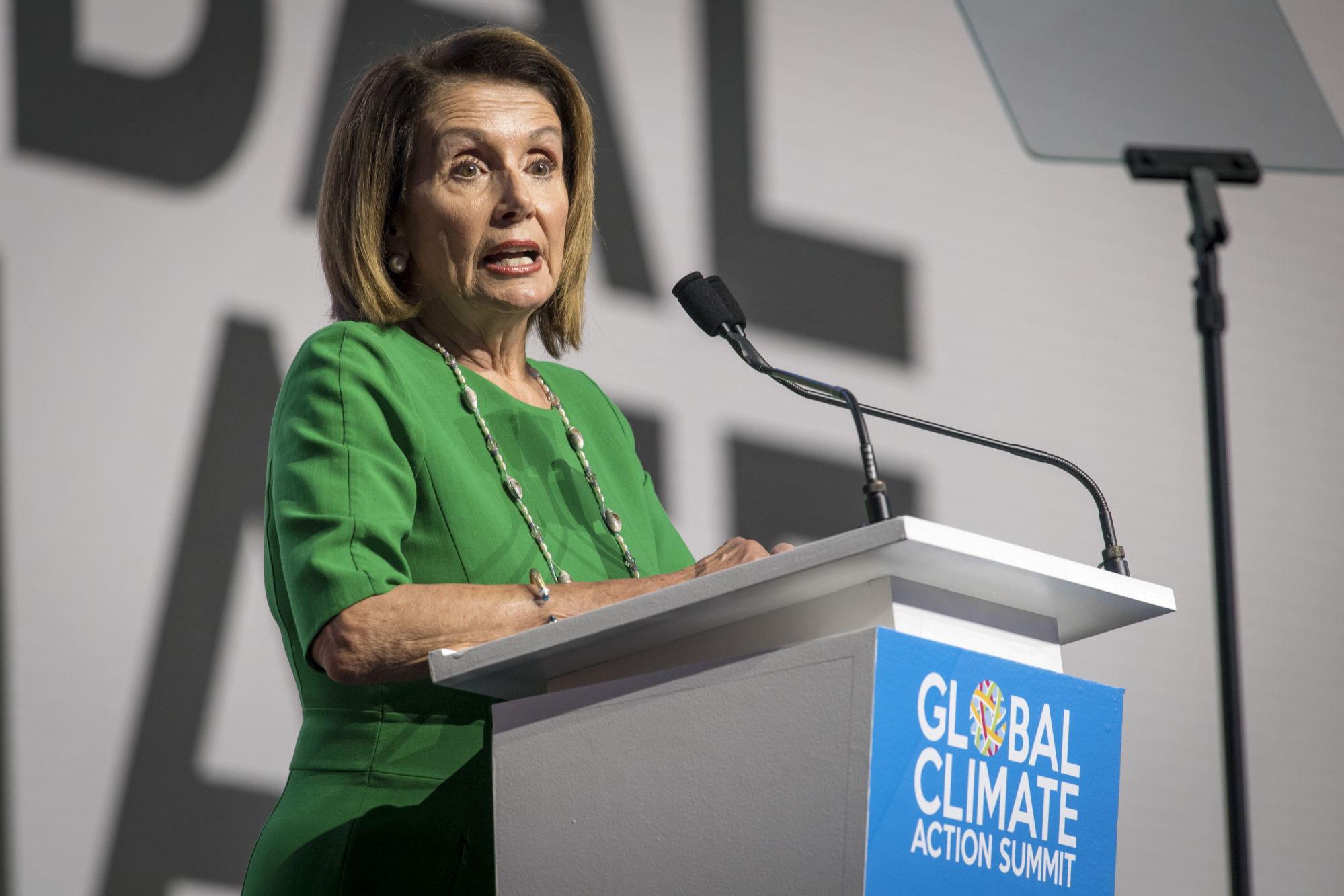 House Minority Leader Nancy Pelosi&nbsp;speaks during the Global Climate Action Summit in San Francisco on Sept. 13, 2018.