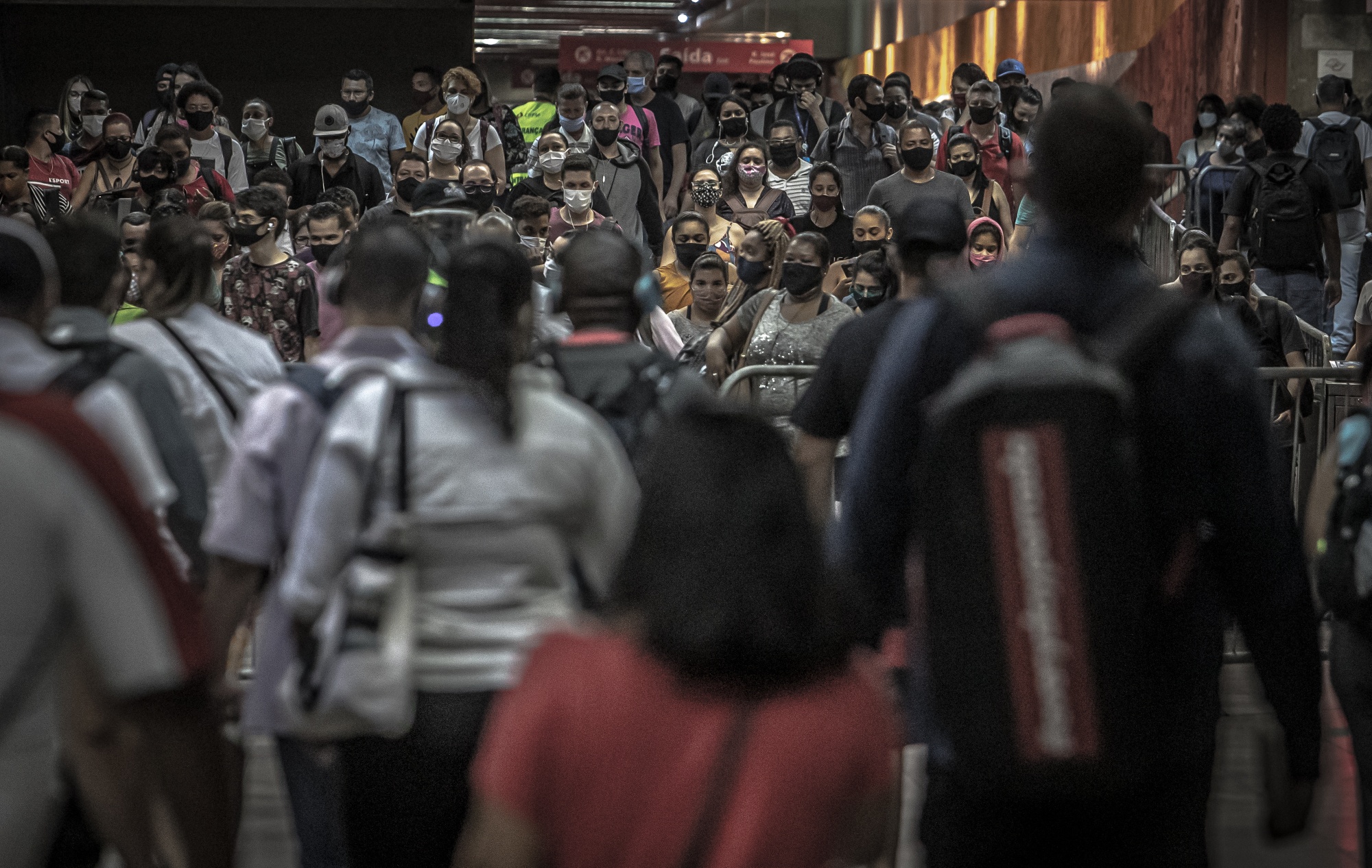 Commuters At Luz Train Station As Brazil Tops 5 Million Infections