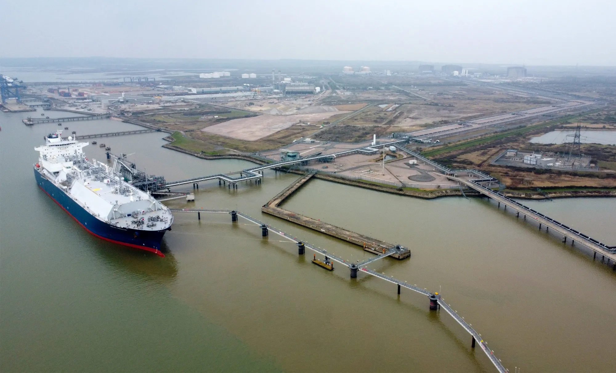 The Grain LNG importation terminal, operated by National Grid Plc, on the Isle of Grain near Rochester, UK.