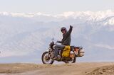 Motorcycle on road to Khardungla Pass