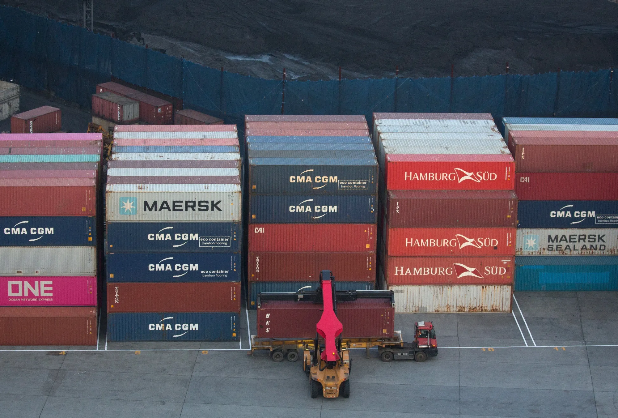 Shipping containers at Vladivostok port in Russia.