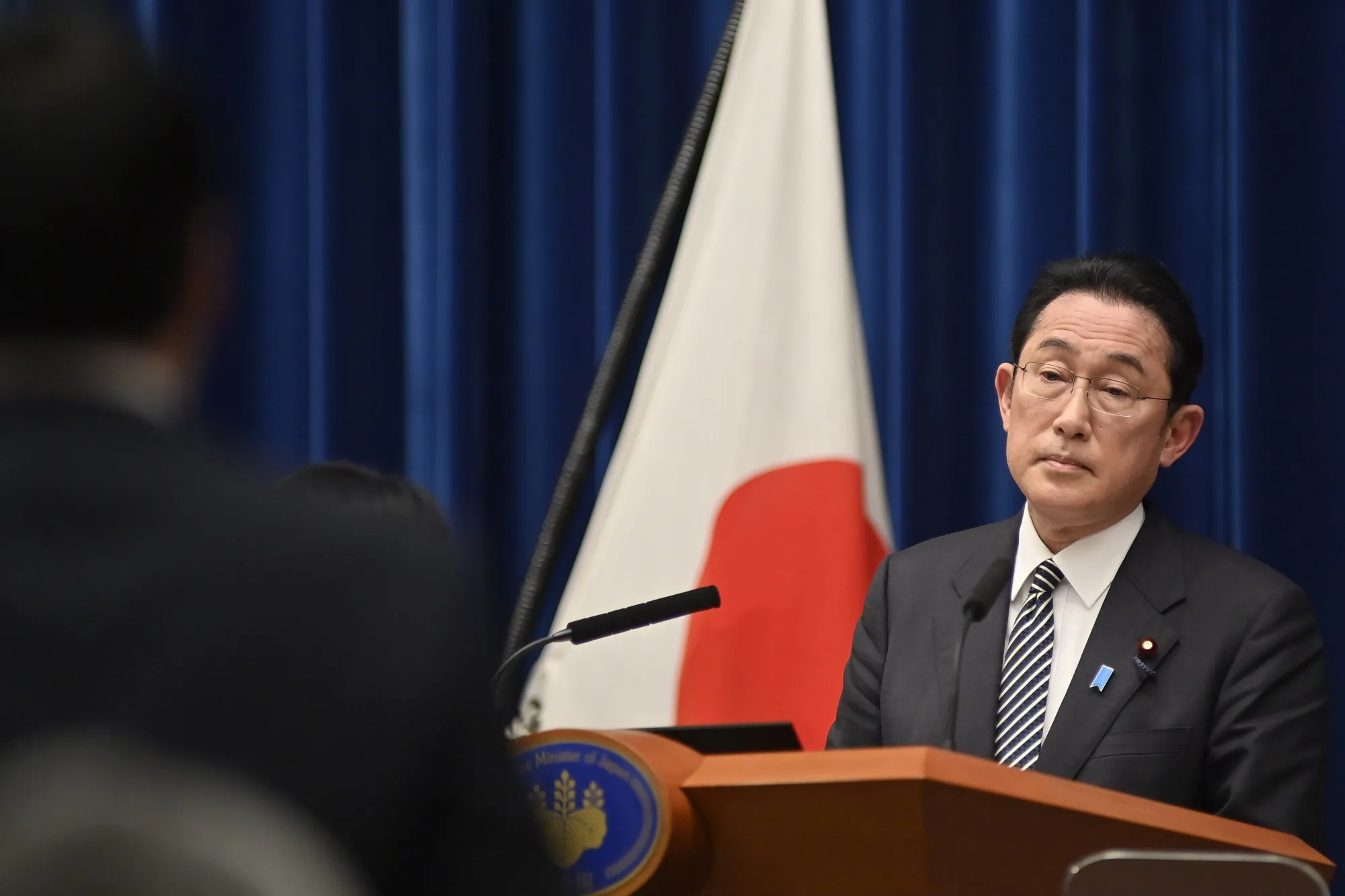 Fumio Kishida attends a news conference on Feb. 17.&nbsp;