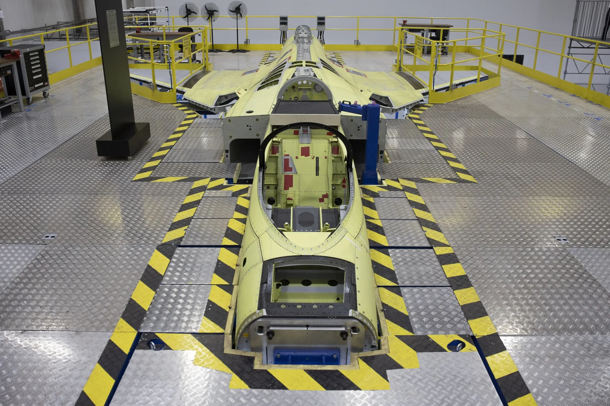 The production line for the F-39 Gripen fighter jet at the Embraer SA facility in Gaviao Peixoto, Sao Paulo state, Brazil.