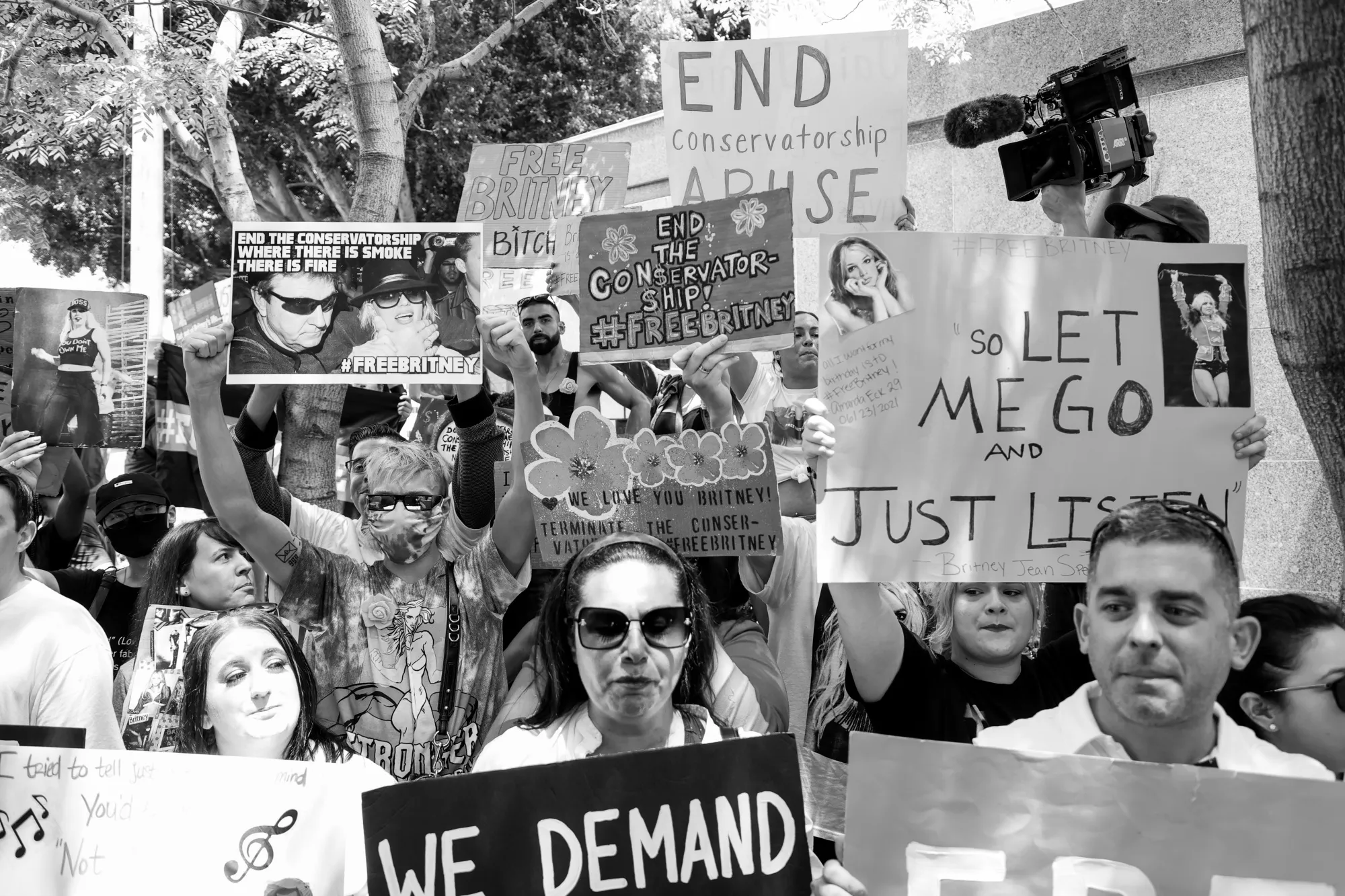 #FreeBritney activists protest at Los Angeles Grand Park during a conservatorship hearing for Britney Spears 2001.