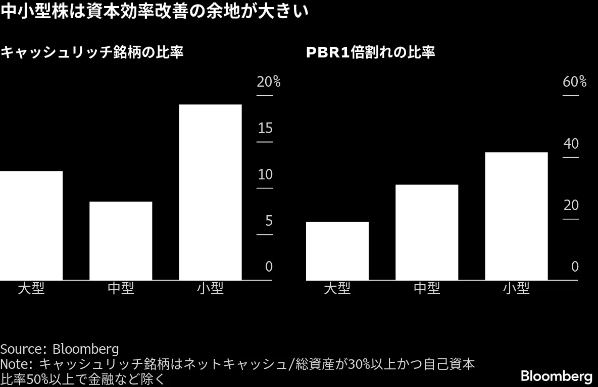 中小型株、3年ぶりの対大型株勝利が目前－統治改革期待で26年も有望 - Bloomberg