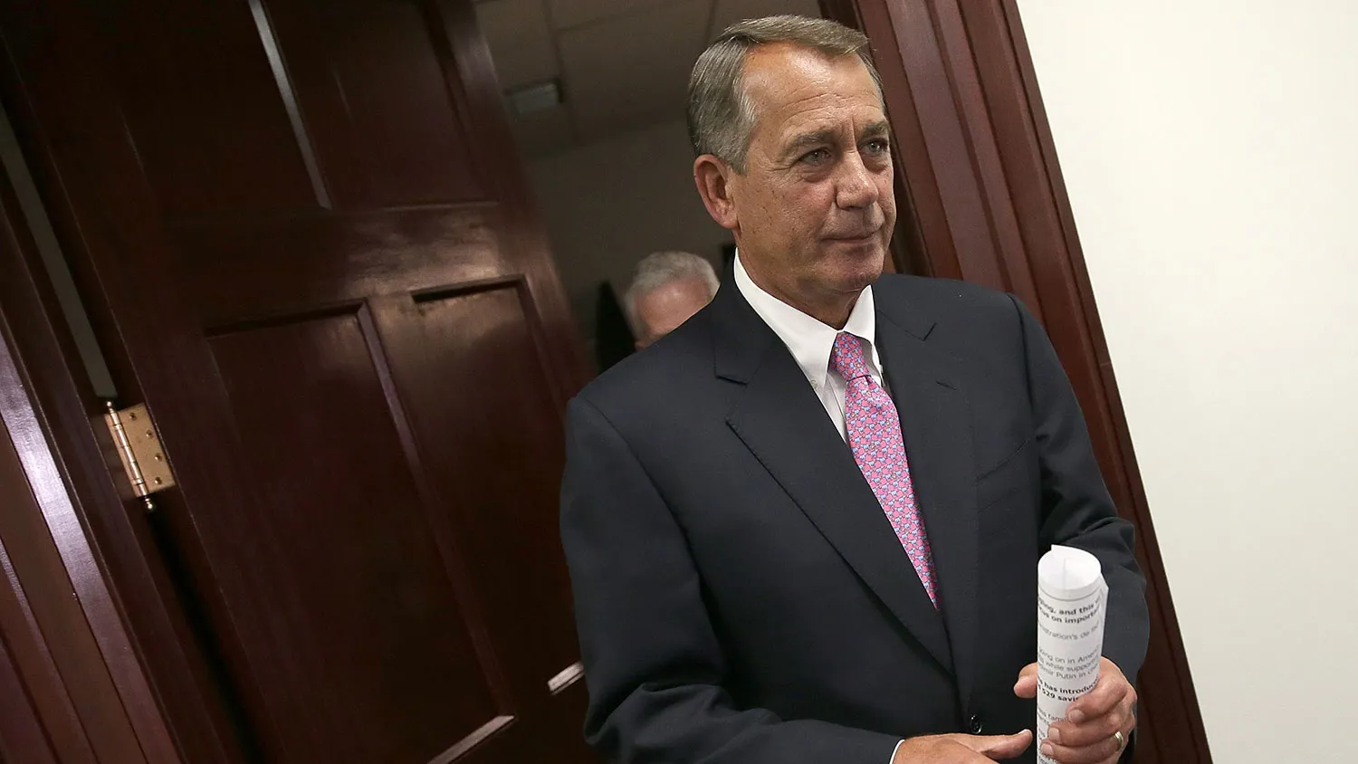 U.S. Speaker of the House John Boehner (R-OH) arrives at a press conference following the weekly House Republican caucus meeting January 27, 2015 in Washington, DC.
