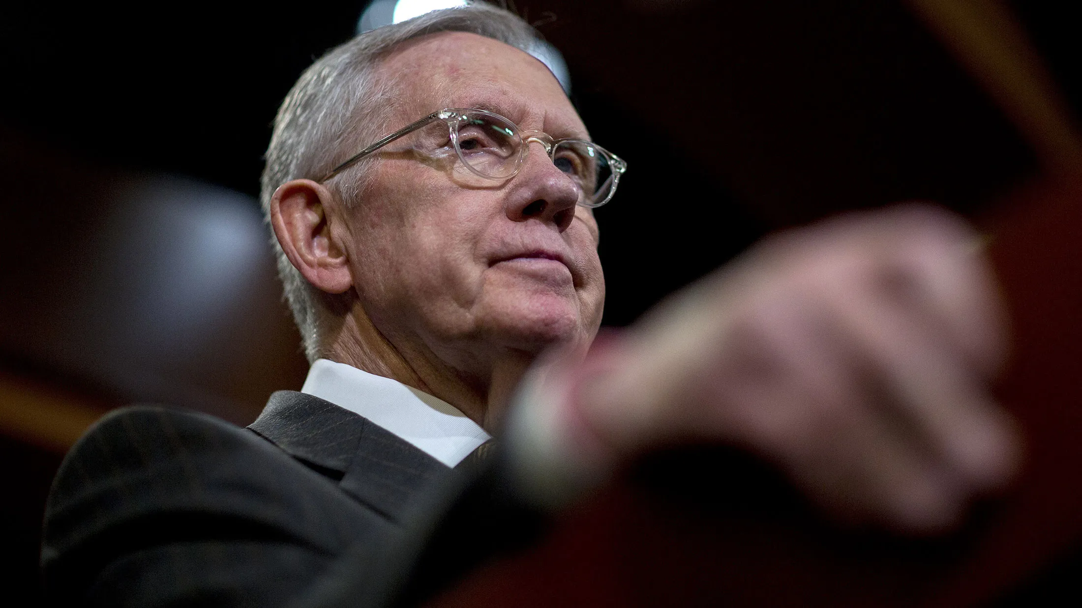 Then-Senate Minority Leader Harry Reid holds a news conference in Washington on Nov. 19, 2015.

