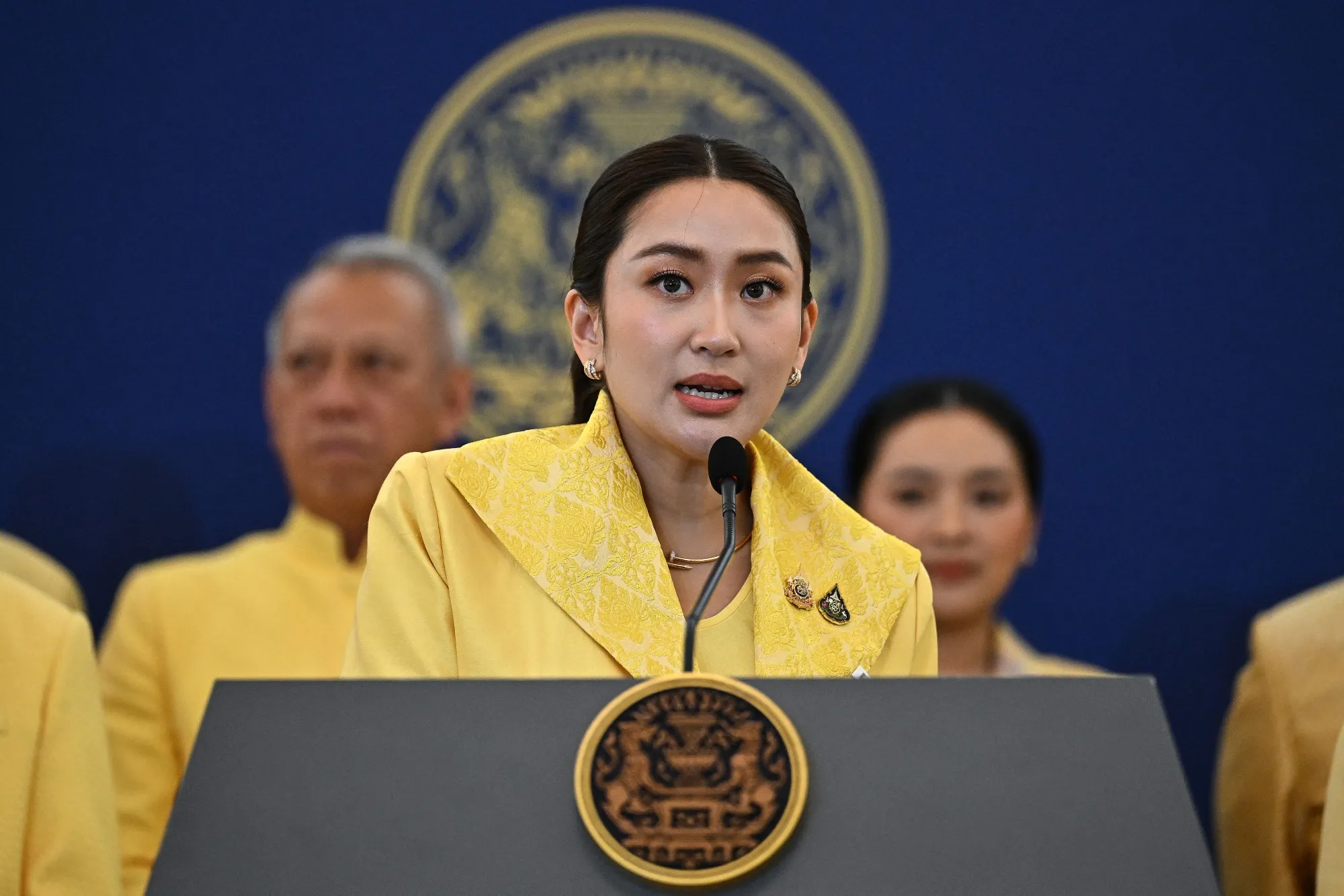 Paetongtarn Shinawatra after a special cabinet meeting at Government House in Bangkok on Sept. 7.