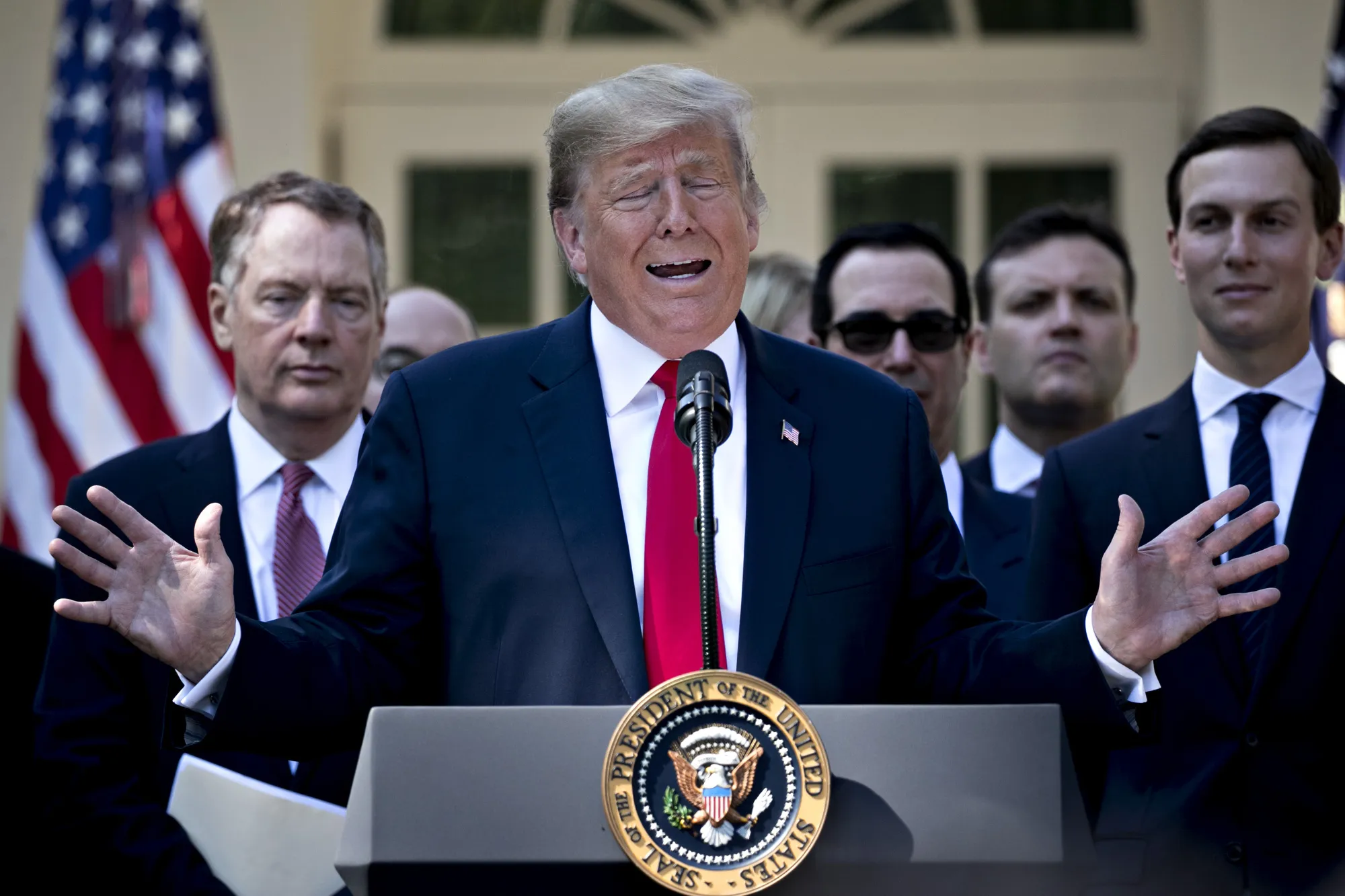 President Donald Trump speaks during an event on the U.S.-Mexico-Canada Agreement, or USMCA, on&nbsp;Oct. 1.