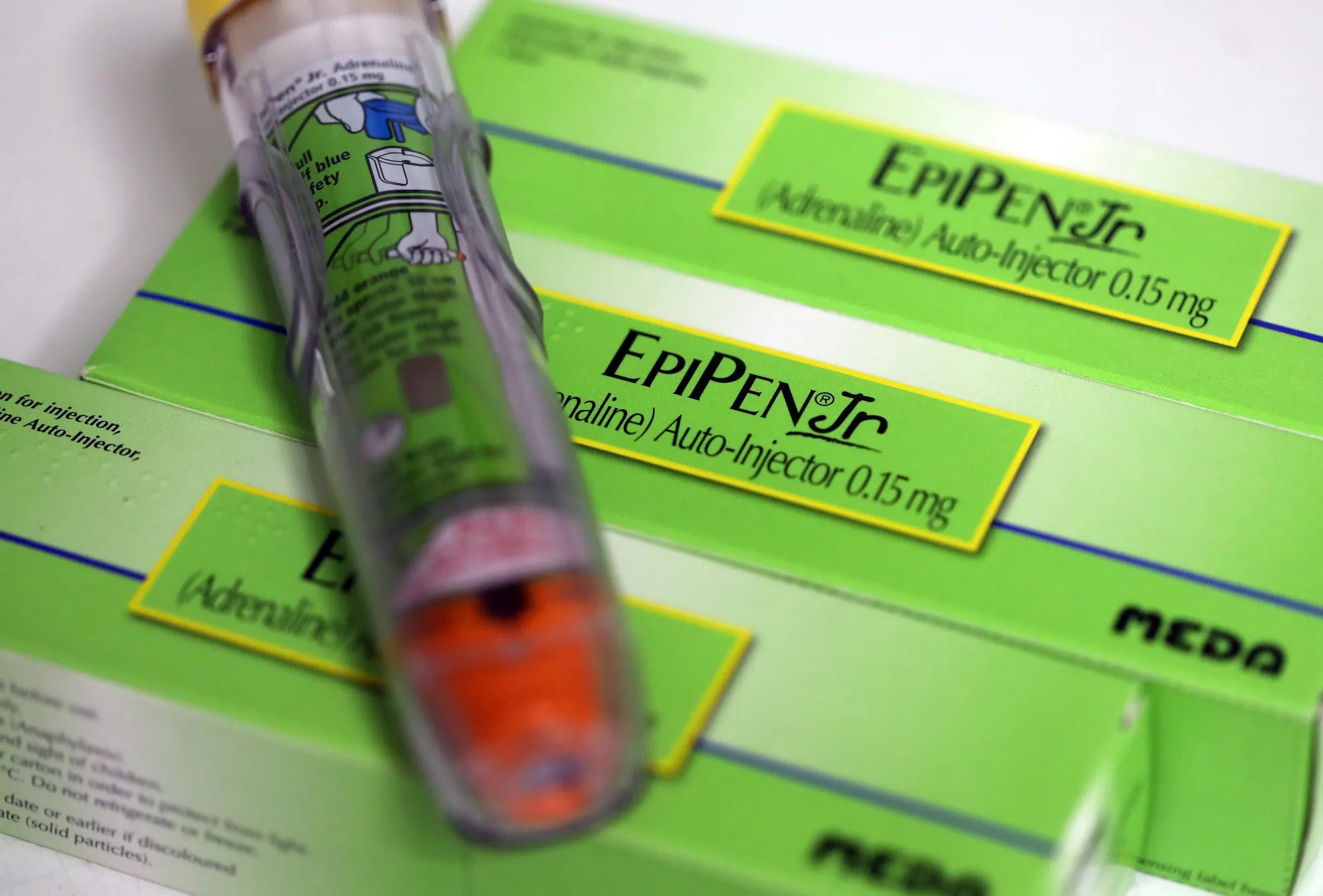An EpiPen Junior epinephrine auto-injector.