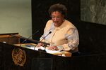 Mia Mottley, Barbados’s&nbsp;prime minister, speaks during the United Nations General Assembly&nbsp;in New York on Sept. 22, 2022.&nbsp;