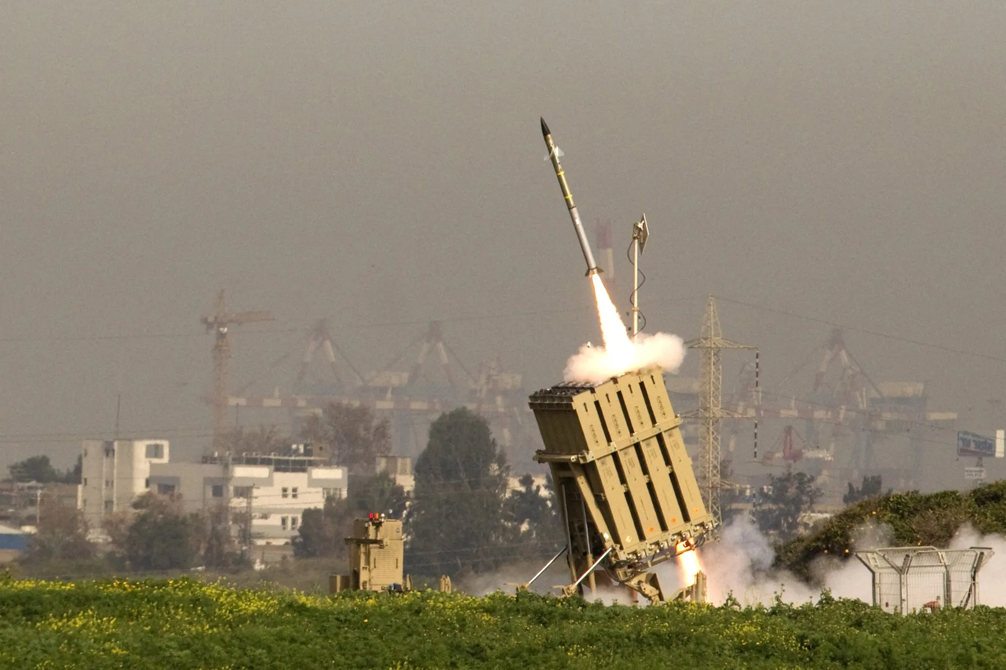 A&nbsp;missile is launched from the Iron Dome missile system in the city of Ashdod, Israel.