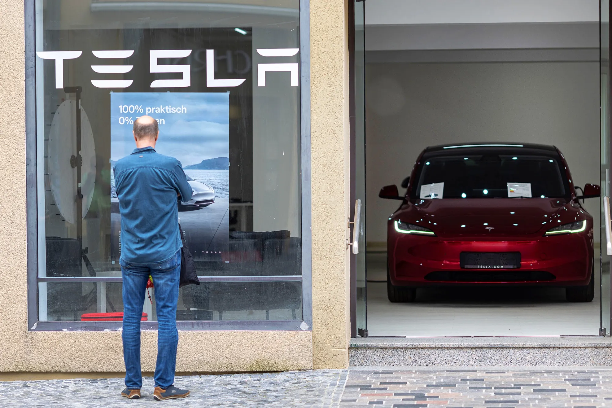 A Tesla dealership in Rostock.