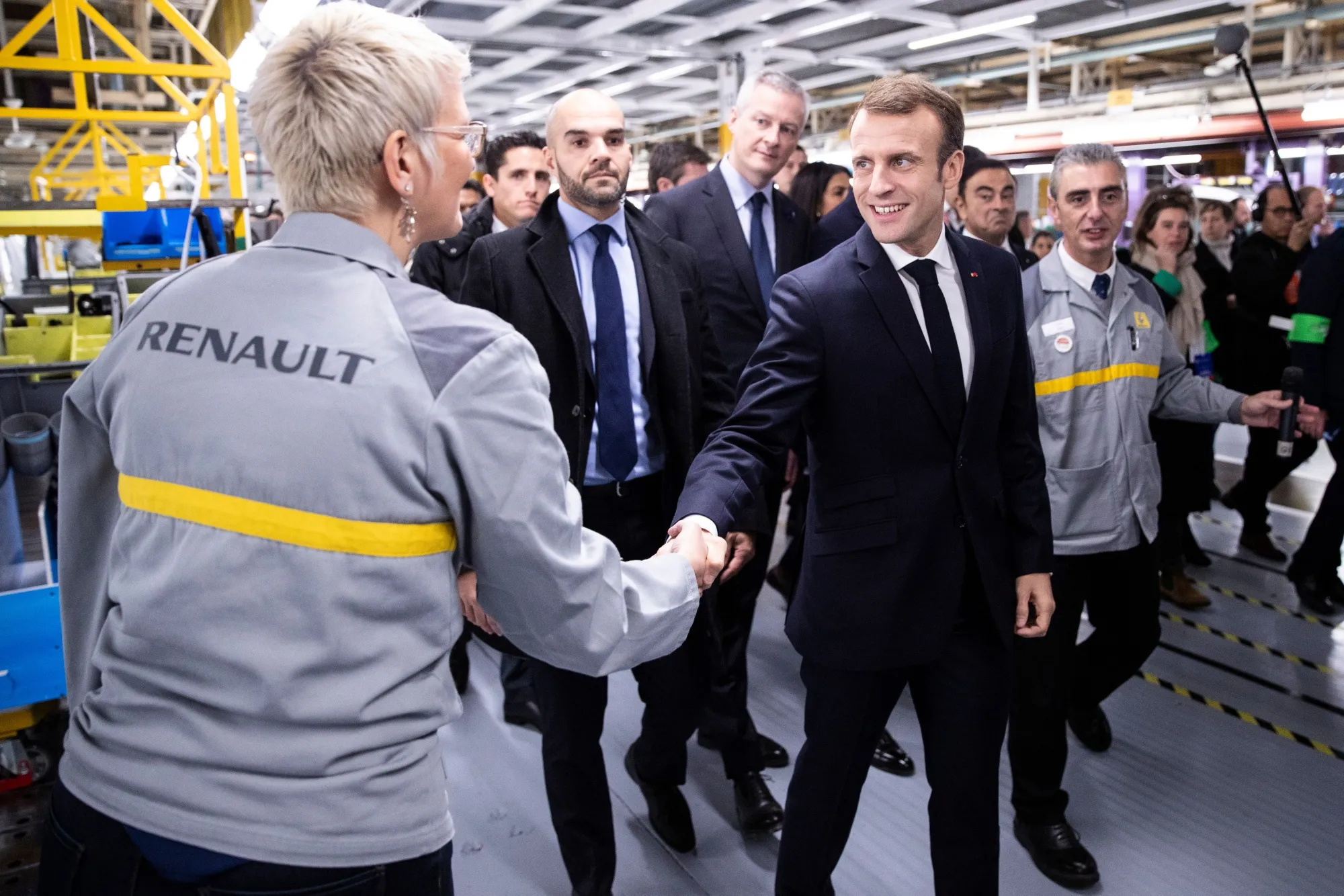 Emmanuel Macron during a Renault factory visit in November.