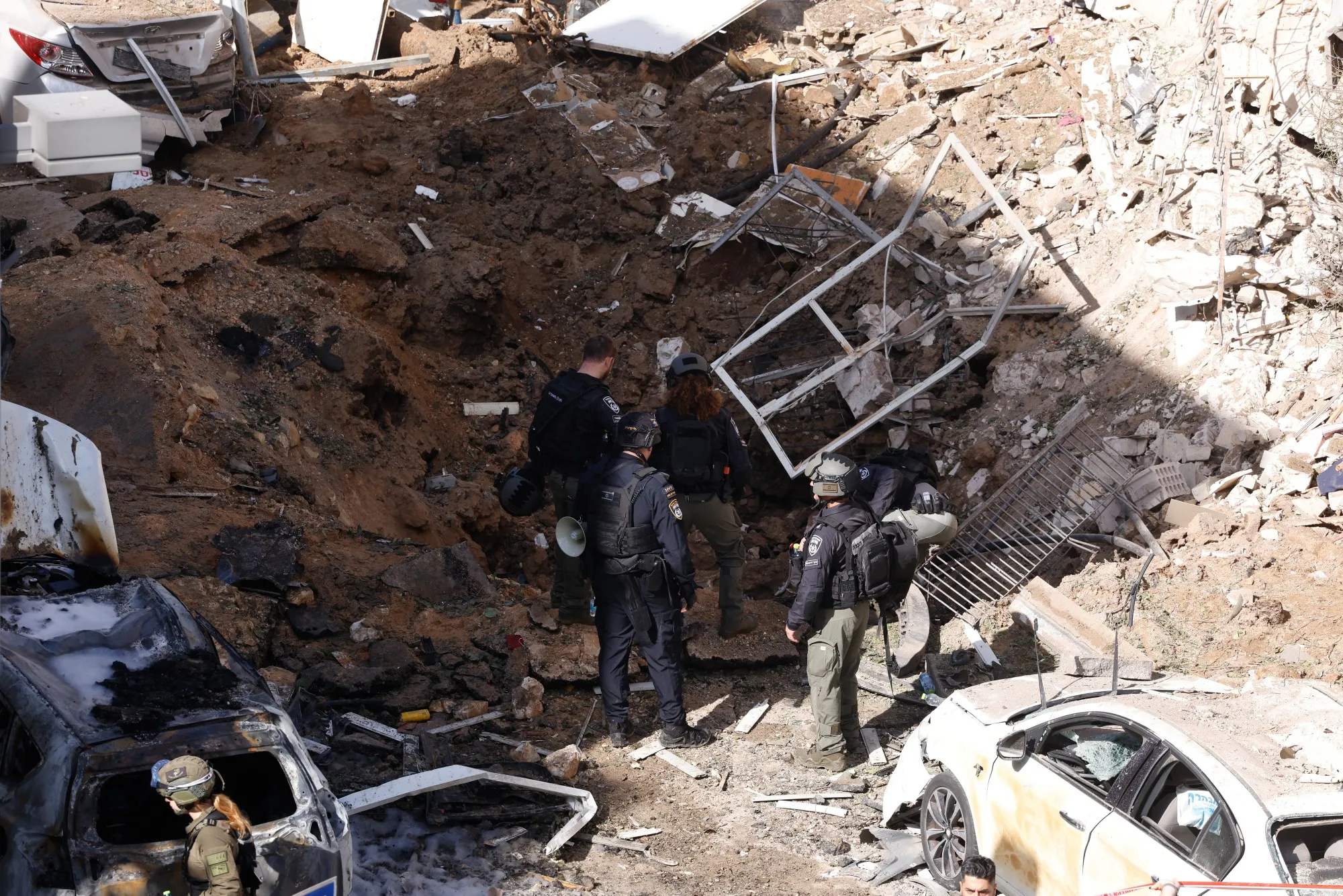 Blast damage following a missile attack by Iran in Tel Aviv