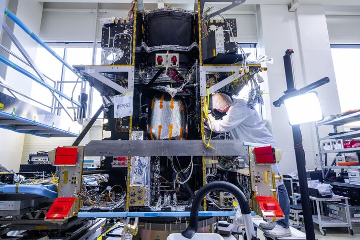 A satellite at the OHB SE clean rooms.