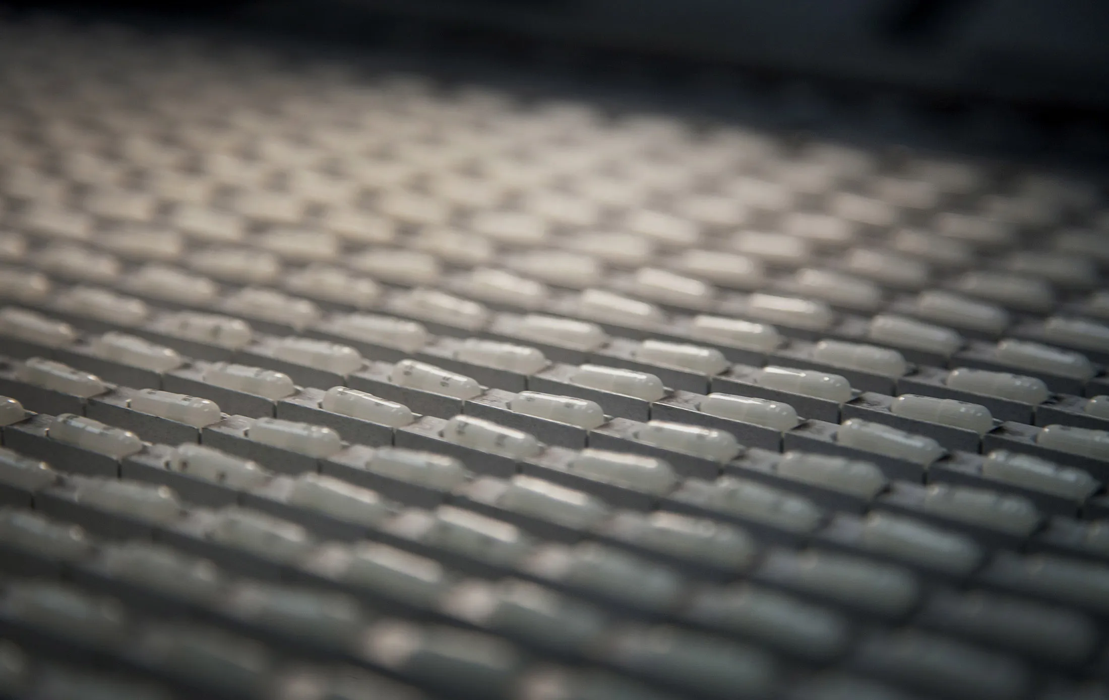 Freshly printed capsules at a plant in South Carolina.