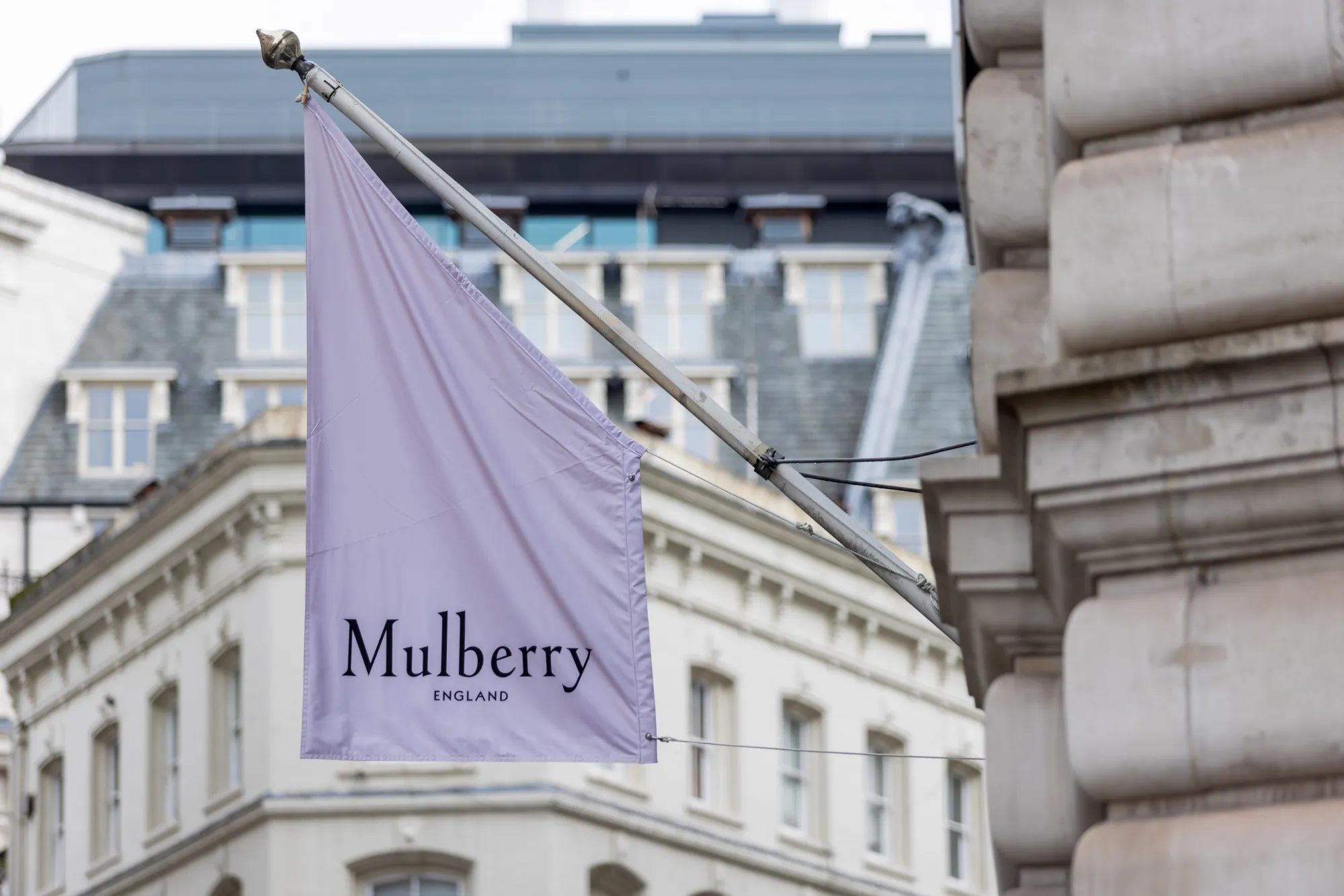 A banner flag outside a Mulberry Group&nbsp;boutique in London.