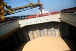 Soybeans in a cargo ship headed to China at the Tiplam terminal in Santos, Brazil.