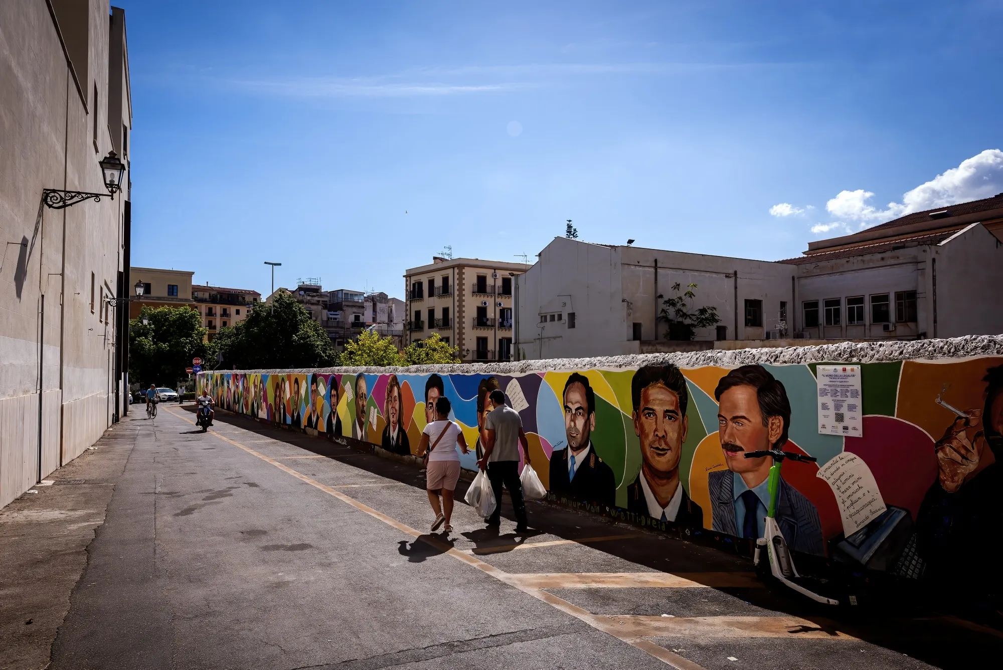 "The Wall of Legality" in Palermo representing personalities who died fighting the mafia.