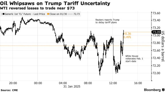 Oil Whipsaws on Trump Tariff Uncertainty | WTI reversed losses to trade near $73