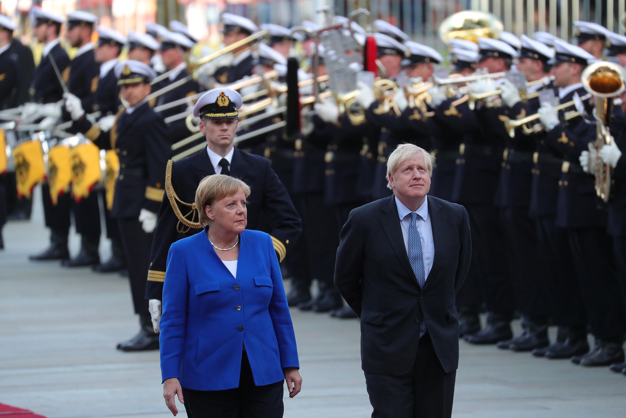Angela Merkel and Boris Johnson on Aug. 21.
